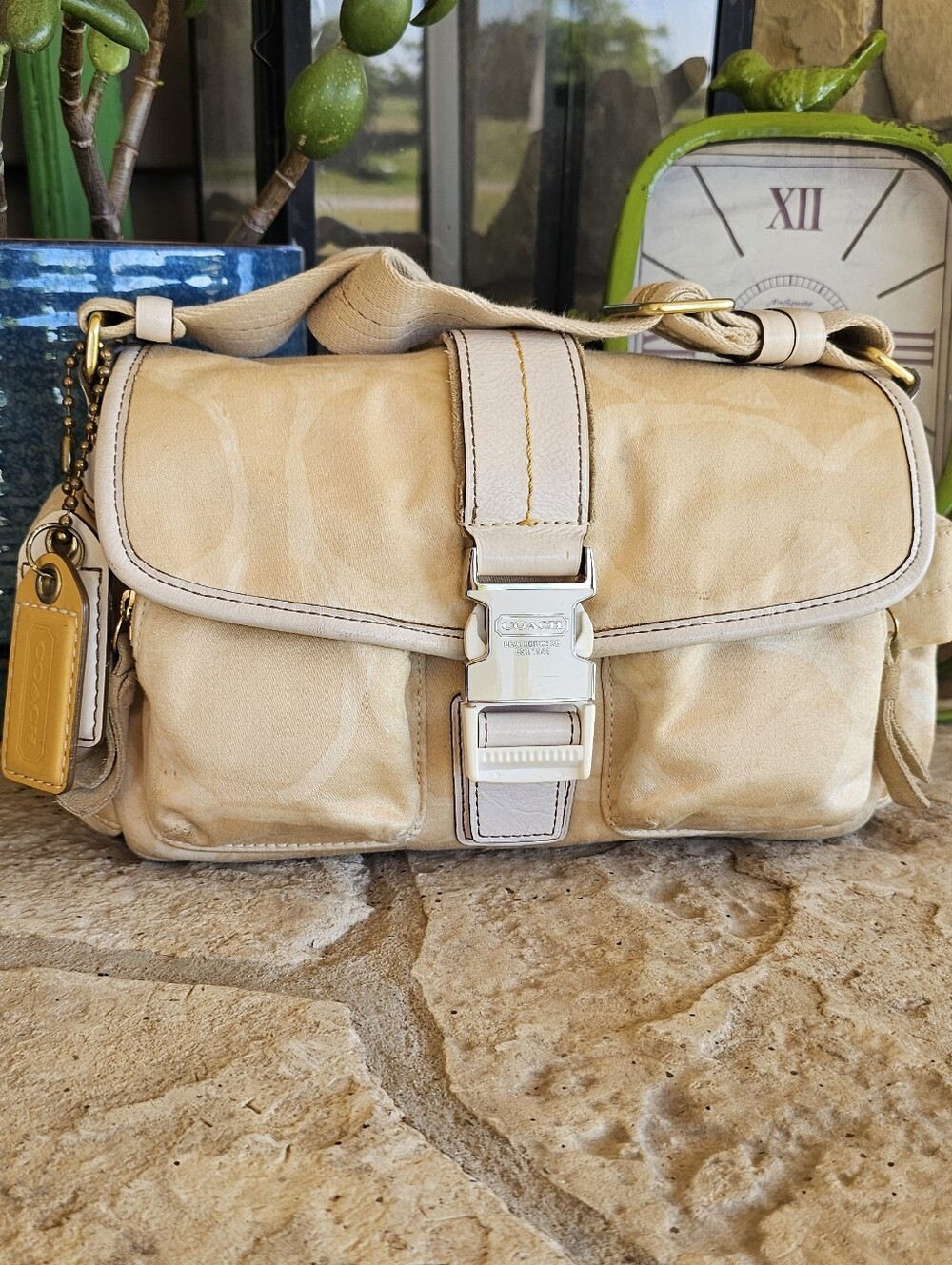 Coach Hampton  Crossbody Bag with Cream Leather Trim